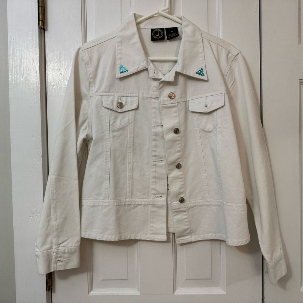 Vintage Lighthouse Apparel White Denim Cruise Jacket Size M - Picture 3 of 9